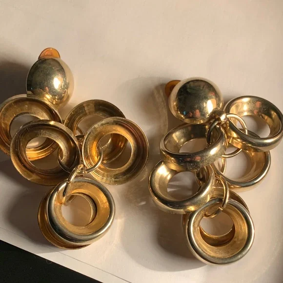 Elegant Gold Dangle Clip On Earrings - Picture 2 of 6